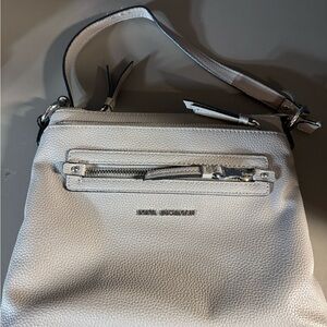 Gray Leather Crossbody Bag